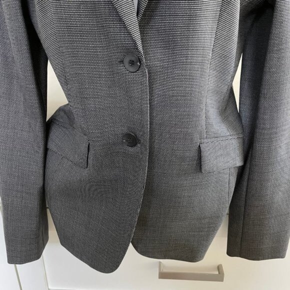 Hugo Boss Julea1 2 Button Notch Collar Virgin Wool Lined Blazer Grey   Blk Sz 6 - Picture 5 of 13